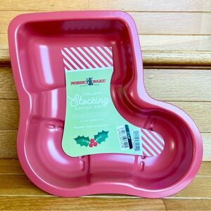 #1 New NORDIC WARE Holiday Stocking Baking Pan Cake Bake Pastry Christmas Tea